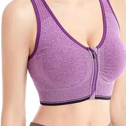 penance for you Women Front Zipper Padded Non Wired Sports Bra (Purple, Free)-picture-28