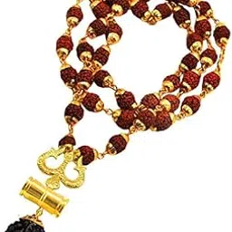 Bhumi09 Nickel and Brown Wood and Brass Kavach Rudraksha Trishula Damru Locket Pendant Necklace for Men and Women-picture-11