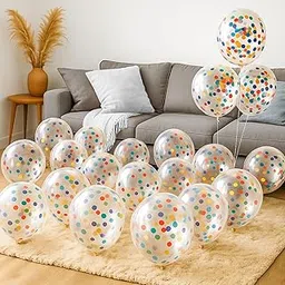 Party Propz Multicolor Confetti Balloons For Birthday - Set of 21 Pcs Confetti Balloons for Decoration | Multicolour Balloons For Decoration | Transparent Balloon For Decorations (Latex)-picture-14