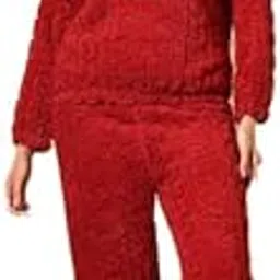 Cozy Fleece Winter Night Suit for Women Full Sleeves with Cute Puppy Patch & Same Color Bottom-image-68