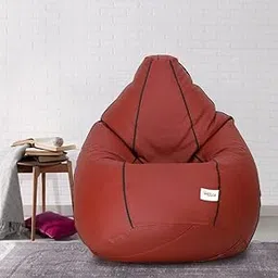 SATTVA Faux Leather Classic XXXL Bean Bag Cover (Without Beans) Colour_Tan with Black Piping-picture-20