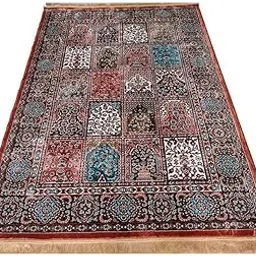 KAYI QALEEN Washable Modern Silk Touch Carpet with High Detailing - Rust Color 3X5 Feet Area Rug - Perfect for Living Room, Bedroom & Office Décor-image-2