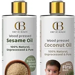 CDB's Mother and Baby Pure, Natural Wood Pressed Coconut Oil for New Born Babies and Sesame Oil for Mother's Massage | Reduce Stretch Marks for New Mothers | (Pack of 2) 300 ML-picture-11