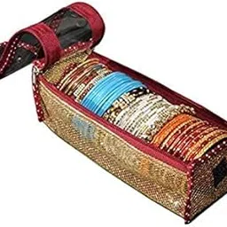 SRAJANAA Transparent PVC Single Rod Storage Bangle Pouch/Box for Women | Latest Bangles, Jewellery, Chudi, Bridal Bracelets Organizer | (Set of 1) (Maroon)-picture-11