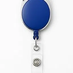 Retractable Badge Holder, Blue and Chrome, Professional ID Card Reel with Belt Clip-image-0