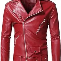 kacheeg Men's PU Leather Jacket Zip Front Motorcycle Look Jacket for Autumn and Winter-picture-32