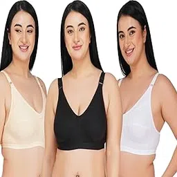 saklana Women's Cotton Blend C-Cup Non-Padded Heavy Bust Full Coverage Non-Wired T-Shirt Everyday Bra Combo Pack of 3-picture-11