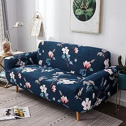 House of Quirk Universal Single Seater Sofa Cover Big Elasticity Cover for Couch 140 GSM Sofa Slipcover (Dark Blue Lotus, 90-145cm)-picture-18