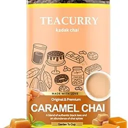 TEACURRY Caramel Chai (100 Grams, 50 Cups) - Caramel Chai for Digestion and Skin - 100% Natural Flavoured Tea | Refreshing & Tasteful Caramel Flavor Chai Tea image 1