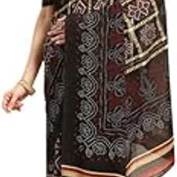 vaamsi Women's Poly Georgette Bandhani Printed Traditional Saree With Blouse Piece (PC1161_Black) image 1