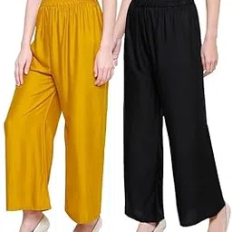 Stylish Women's Palazzo Pack of 2 | Cotton Rayon Latest Pants | Soft and Breathable Fabric | Trendy Casual Regular Wear Free Palazzo-image-86