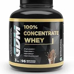 GDM Whey Concentrate Supplement | 24g High Protein | 11.2g EAAs | 5.2g BCAAs | 4.2g Glutamic Acids | Chocolate Flavor | 3 kg (96 Servings)-picture-28