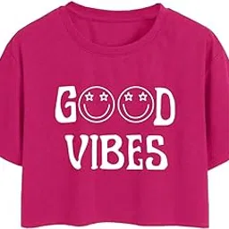 toplot Text Printed Round Neck Crop Top for Women-picture-10