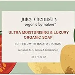 Juicy Chemistry Ultra-Moisturising & Luxurious Organic Soaps, Potato & Tomato (100 g (Pack of 1) | For tanning and uneven skin tone | Cold-processed, handmade, vegan face and body soaps-image-43