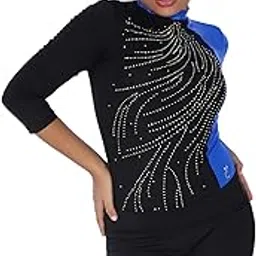 IKAANYA Girls or Women Full Sleeves Rhinestones Leotard - Ideal for Gymnastics, Dance, Yoga, Acrobatics or Performance (Toddlers, Kids, Adults)-picture-27