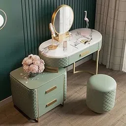 NG Decor Green Makeup Vanity Set Expandable Dressing Table with Cabinet (Stool Not Included)-picture-45
