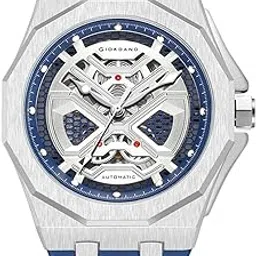 giordano Automatic Unique Watch for Men with Stainless Steel Case, Silicone Strap, Luxury Design & Water Resistant-picture-11