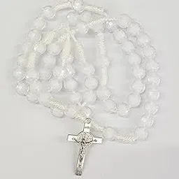 White Christian Rosary for Praying | Communion Rosary, Wedding White Rosary image 1