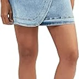 dolce crudo Women's Regular High Rise Above Knee Stretchable Denim Skirt-picture-20