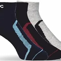 Comfortable Non Terry Low Ankle Socks for Men and Women | Breathable and Lightweight Ankle-Length Socks | Ideal for Sports | Casual Wear NAVY/GREY/BLACK Pack of 3-image-98
