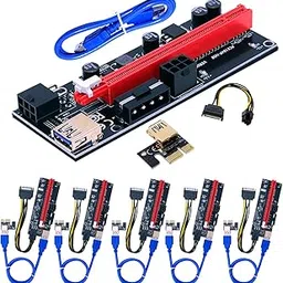 PCI-E Riser 009S GPU Riser Adapter 16X Extender PCI-E Express Riser Cable for Bitcoin Litecoin ETH Coin Mining - 6 Pack-image-3