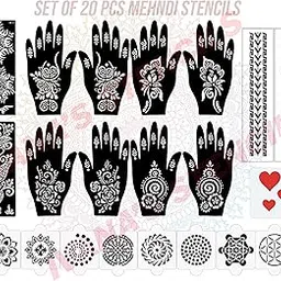 Ivana's Set of 20 Pcs Combo Pack, Reusable Mehandi Design Sticker Stencils for Both Hand | Mehendi Sticker for Hands | Quick and Easy to Use, for Girls, Women, Kids & Teen, D-2240-picture-31