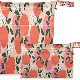 tropicallife COZYHM Wet Dry Bags for Diaper Bag Fruit Orange Flower Pattern Cloth Diaper Hanging Wet Bags Waterproof Washable Organizer Pouch with Pocket for Travel Camping Beach-picture-36