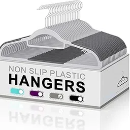 HOLLIO 10 Pcs Plastic Hangers Heavy Duty Clothes Hangers with Non-Slip Pads Space Saving 0.2" Thickness Super Lightweight Organizer Clothes Hanger for Wardrobe,Multi Purpose Use for Clothing Hanging-image-13