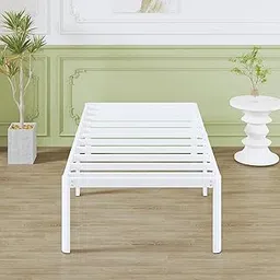 18 Inch High 72x36 Single Metal Platform Bed Frame with Under Bed Storage Space-(Powder Coated_White) image 1