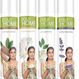 POUR HOME Sacred Sandal, Rajni Gandha, Jasmine & Lavender Room Air Freshener Spray - 220ML Each (Combo of 4) | Long-Lasting Fragrance - Reduces Odours - Suitable for Home & Office-picture-32