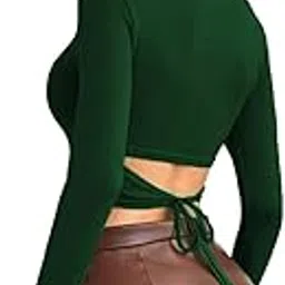 luktrima Back Knot Crop Top for Women Full Sleeve Fancy Tops for Girls-picture-41