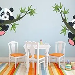 CreativeEdge PVC Vinyl Wall Sticker Cute Panda Hanging from Tree Design Multicolor Decorative Wall Art for Home Living Room Bedroom Kids Room Animal Theme Wall Decal (90 cm x 40 cm)-picture-39