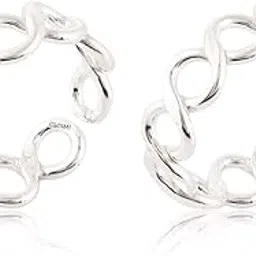 92.5 Sterling Silver Toe Ring for Women. 92.5% Pure Silver Toe Rings Inter Cross Design.-image-1