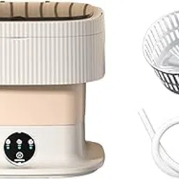 Foldable Mini Washing Machine 10L Easy to Carry for Dorm Apartment Underwear Khaki 40W - Washing Machines-image-60