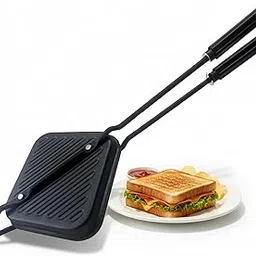 Non-Stick Gas Sandwich Griller | Gas Sandwich Toaster | Heat Resistant Handle | Portable Bread Toaster for kitchen & Outdoor Use (Black)-picture-17