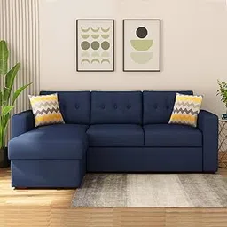 FURNY Tyra 4 Seater Fabric LHS Sectional L Shape Sofa Set (Blue)-picture-45