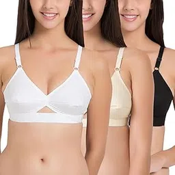 centra Centre-Fit 100% Cotton - Minimiser - Non-Padded, Full Coverage, Wireless Seamed Bra (Pack of 3) image 1
