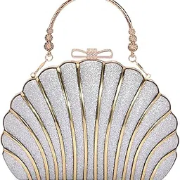 tooba Handicraft Women's Shell Shaped Envelope Clutch Bag| Evening Bag, Bridal Purse & Party Handbag | Wedding & Special Occasion Clutch-picture-54