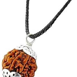 rudradivine Certified Brown Silver Non-Precious Metal 7 Faced Nepali Rudraksha Pendant for Men and Women-picture-44