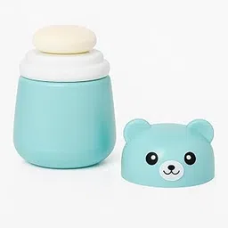 Cuteably Baby Powder Dispenser with Puff, Bear-Shaped Container (Blue) image 1