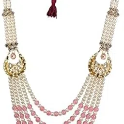 raadhe creation Pearl Neckalce Jewellery for Groom Five LineLong Mala for Men Wedding Traditional Dulha Necklace For Sherwani-picture-47