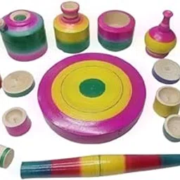 Mamu Shop Traditional Wooden Kitchen Set Toys for Kids, Multicolour Cooking Play Set, Educational Role Play Toys image 1