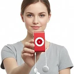 Drumstone (𝐒𝐩𝐞𝐜𝐢𝐚𝐥 𝟏𝟓 𝐘𝐞𝐚𝐫𝐬 𝐖𝐚𝐫𝐫𝐚𝐧𝐭𝐲) Compact Red Metal MP3 Player with Voice Recording, Long Battery Life, Easy Navigation, Supports Memory Card – Ideal Portable Music Player image 1