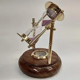 Sand Timer sandclock Antique Brass Sand Timer with Compass on Wooden Base Hourglass Clock Nautical Theme Decor-picture-20