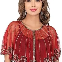 Women's Net New Hand Bead Embroidery Designer Short Cape Regular Poncho-image-99