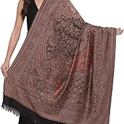 pashtush Women's Jamawar Shawl, Navy blue-picture-50