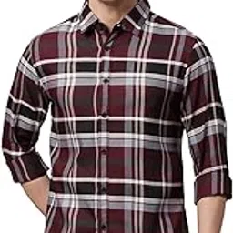 dennis lingo Men's Cotton Slim Fit Casual Shirt with Spread Collar & Checkered Print-picture-36