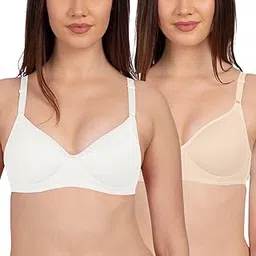 komli Lightly Padded Super Soft Bra - Cotton Rich - Full Coverage, Multiway Straps, Wireless, Seamless- T-Shirt Bra (Pack of 2)-picture-17