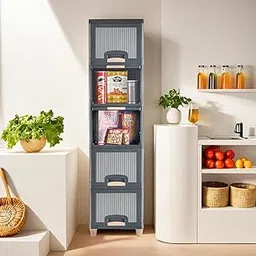 DREAMYDAYS Premium Tall Storage Cabinet - Durable and Space-Saving Design [5-PACK] Bedroom,Office,Kitchen,Living Room Free Standing Chest of Drawers (Color - GRAY, Door Type- Folding, Pre-assembled)-picture-25