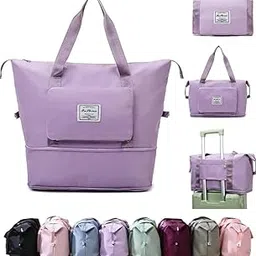 Vedaa Foldable Nylon Duffle Bag for Travelling|Waterproof and Large Travel Bag for Women's Luggage|Expandable & Multipurpose Large Capacity Weekender Carry Bag for Women's Travel(Multi Colour) 23 Cms-picture-47